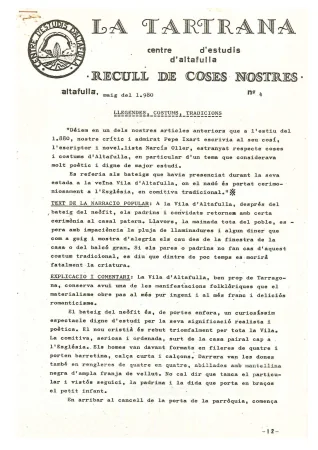 La Tartrana 4 Llegendes, costums i tradicions
