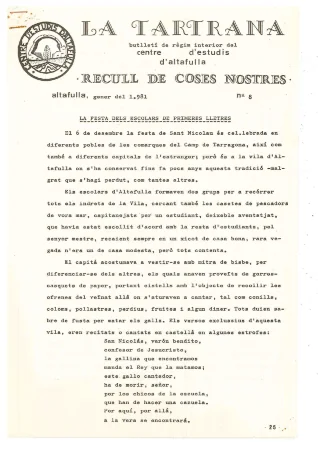 La Tartrana 8. La Festa dels escolars de primeres lletres.