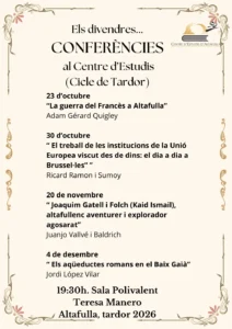 Cicle Tardor 2026 Centre Estudis Altafulla